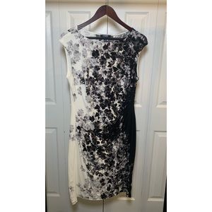 Women’s Chaps Black and White Floral Sleeveless Dress Worn and Washed Size Large